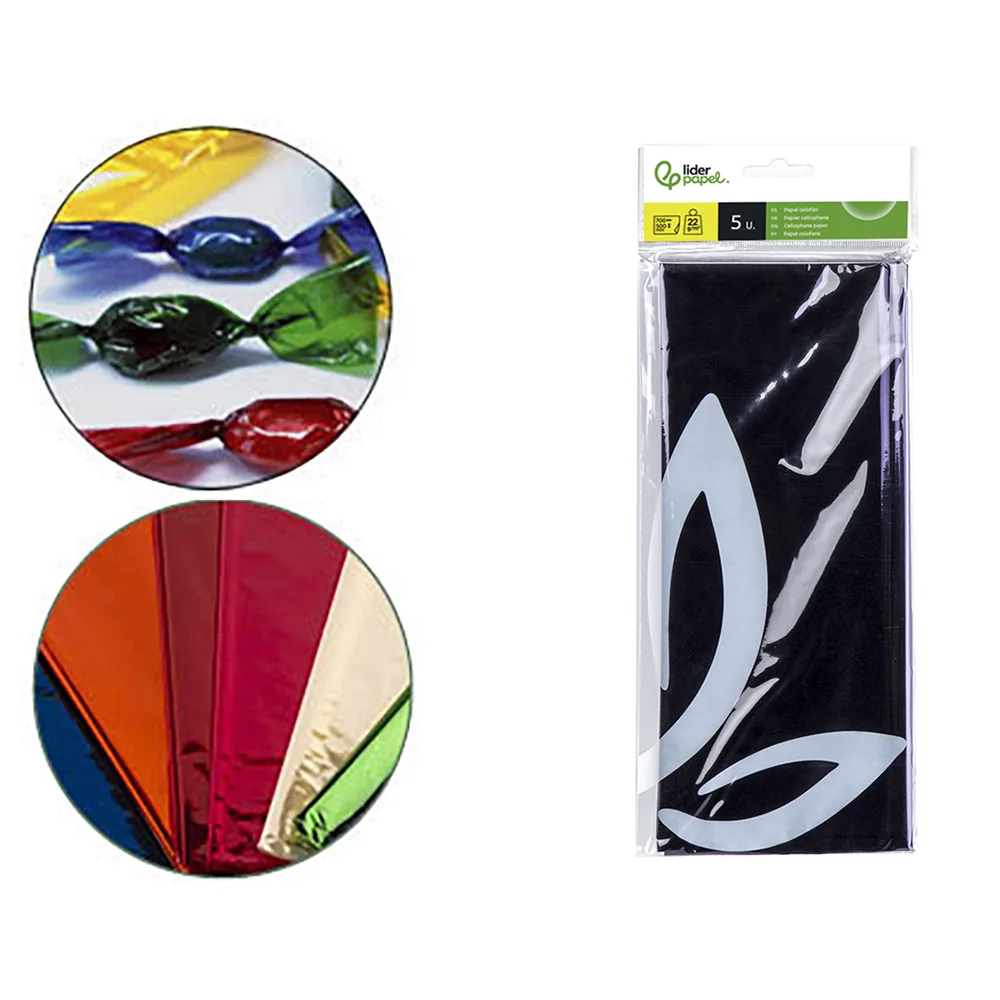 Papel Celofan Liderpapel 50X70 CM 22 G Bolsa de 5 Hojas Violeta