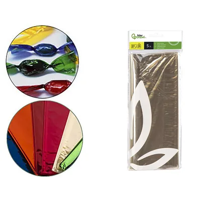 LIDERPAPEL Papel Celofan Liderpapel 50X70 CM 22 G Bolsa de 5 Hojas Transparente