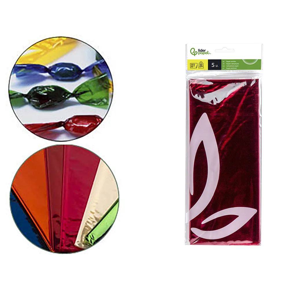 Papel Celofan Liderpapel 50X70 CM 22 G Bolsa de 5 Hojas Rosa
