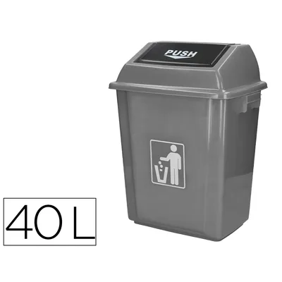 Q-CONNECT Papelera Contenedor Q-Connect Plastico con Tapa de Balancin 40 Litros Gris 410X280X610 MM