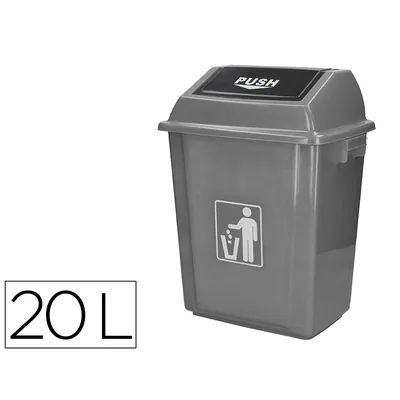 Q-CONNECT Papelera Contenedor Q-Connect Plastico con Tapa de Balancin 20 Litros Gris 340X240X450 MM