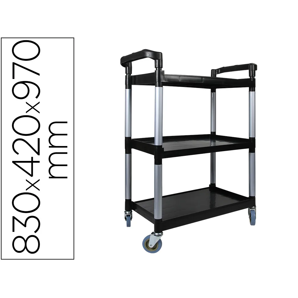 Carro de Servicio Multifuncional Q-Connect 3 Estantes de Polipropileno 830X420X970 MM