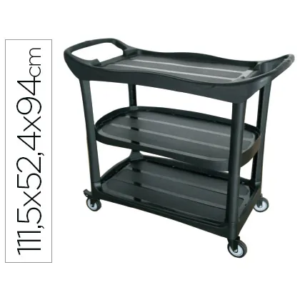 Carro de Servicio Multifuncional Q-Connect 3 Estantes Plastico 1115X524X940 MM