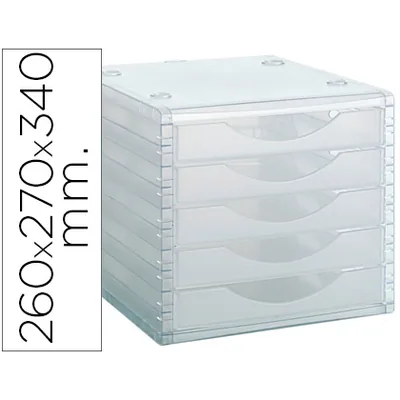 ARCHIVO 2000 Fichero Cajones de Sobremesa Archivo 2000 260X270X340 MM Apilables 5 Cajones Transparente Translucido