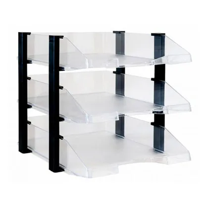 Bandeja Sobremesa Archivo 2000 Plastico Transparente con Elevadores Negro Conjunto de 3 Bandejas 28X285X350 MM