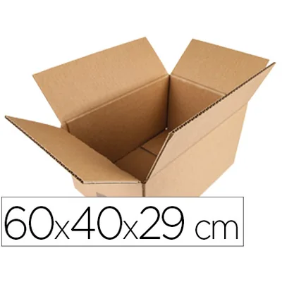 Q-CONNECT Caja para Embalar Q-Connect Americana Carton Reciclado Canal Simple 5 MM Color Kraft 600X400X290 MM
