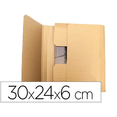 Q-CONNECT Caja para Embalar Libros Q-Connect Carton Reciclado Canal Simple 3 MM Color Kraft 300X240X60 MM