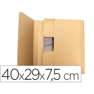 Q-CONNECT Caja para Embalar Libros Q-Connect Carton Reciclado Canal Simple 3 MM Color Kraft 400X290X75 MM