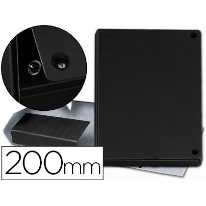 Carpeta Proyectos Pardo Folio Lomo 200 MM Carton Forrado Negro con Broche