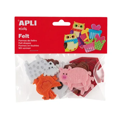 Figura de Fieltro Apli con Forma de Animales Bolsa de 18 Unidades Surtidas