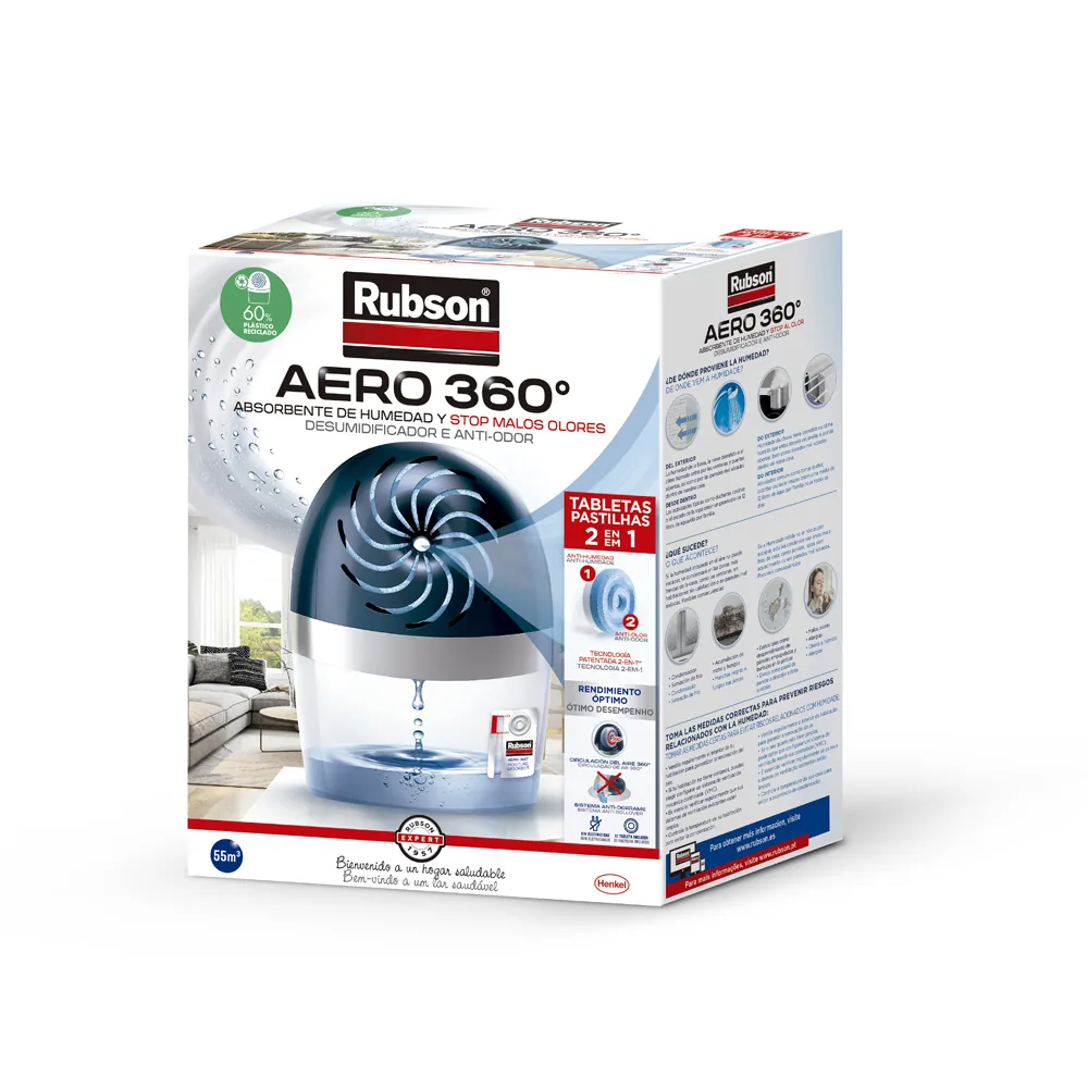 Deshumidificador Rubson Aero 360º + Pastilla Recambio Gratis 189X118X241 MM