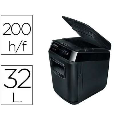 Destructora de Documentos Fellowes Automax 200C Capacidad de Corte 200 Hojas Destruye Clips Tarjetas y CD