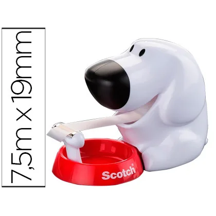 Portarrollo Sobremesa Scotch Doggy 8,9 M X 19 MM Incluye Rollo de Cinta Adhesiva Magic
