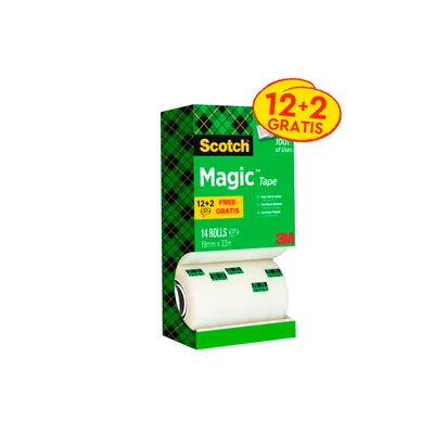 SCOTCH Cinta Adhesiva Scotch Magic Invisible 33 M X 19 MM Pack de 14 Unidades