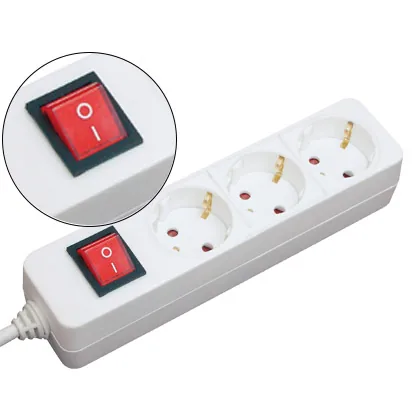 Regleta 3 Tomas Mediarange Blanca con Interruptor Longitud Cable 1,4M