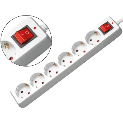 Regleta 6 Tomas Mediarange con Interruptor Longitud Cable 1,4M Color Blanco
