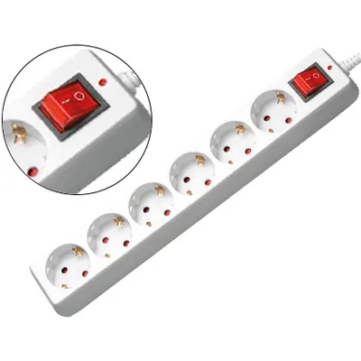 MEDIARANGE Regleta 6 Tomas Mediarange con Interruptor Longitud Cable 1,4M Color Blanco