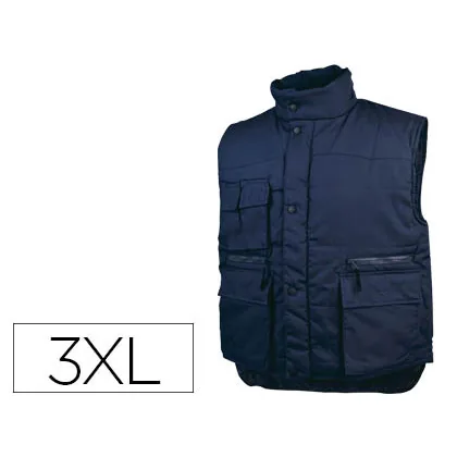 Chaleco Deltaplus Multibolsillos con Cremallera Cintura Elastica Color Azul Naranja Talla 3XL