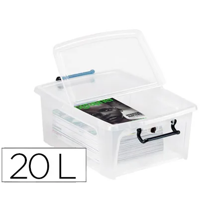 Contenedor Plastico Cep 20 Litros 190X460X170 MM Transparente con Tapa y Cierre Hermetico
