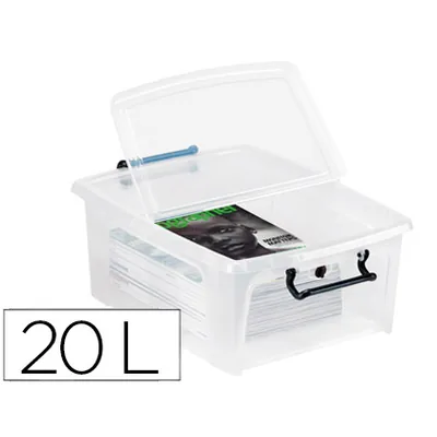 CONTE Contenedor Plastico Cep 20 Litros 190X460X170 MM Transparente con Tapa y Cierre Hermetico