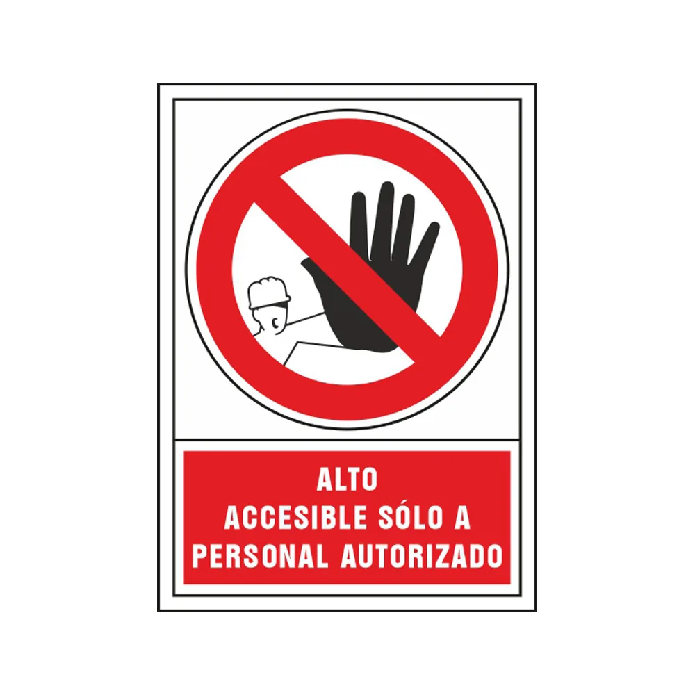 Pictograma Syssa Señal de Prohibicion Alto Accesible Solo a Personal Autorizado en Pvc 245X345 MM