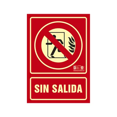 SYSSA Pictograma Syssa Señal de No Hay Salida en Pvc Fotoluminiscente 210X297 MM