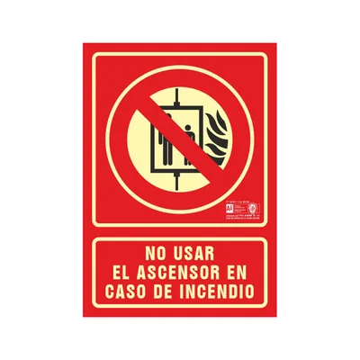 SYSSA Pictograma Syssa Señal de No Utilizar en Caso de Incendio en Pvc Fotoluminiscente 210X297 MM