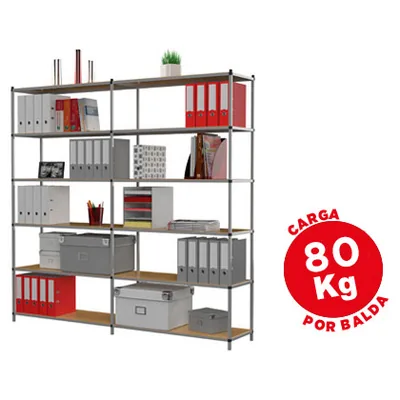 PAPERFLOW Estanteria Paperflow Metalica 6 Estantes 80 KG por Estante 200X100X35 CM Base