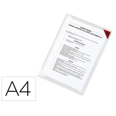DJOIS Funda de Presentacion Djois Adhesiva Removible DIN A4 con Esquina Magnetica Capacidad para 10 Hojas Pack 5 Unidades
