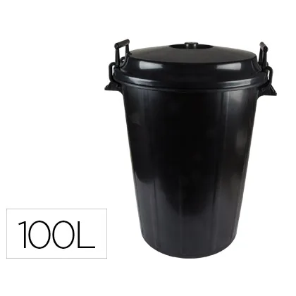 Cubo de Basura con Tapa Negro 100 L para Bolsas 85X105 CM