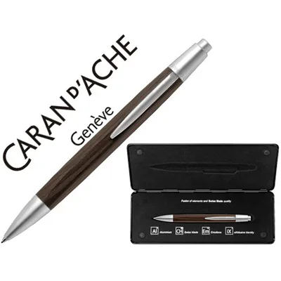 CARAN D' ACHE Boligrafo Caran D'ache Alchemix Cuerpo Madera Wenge Adornos Cromados Brillante con Estuche Punta Media