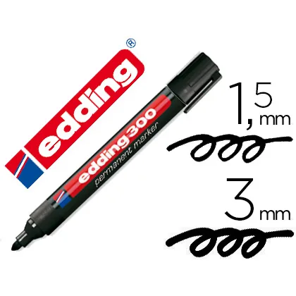 Rotulador Edding Marcador Permanente 300 Negro Punta Redonda 1,5-3 MM Recargable