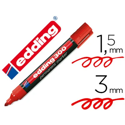EDDING Rotulador Edding Marcador Permanente 300 Rojo Punta Redonda 1,5-3 MM Recargable