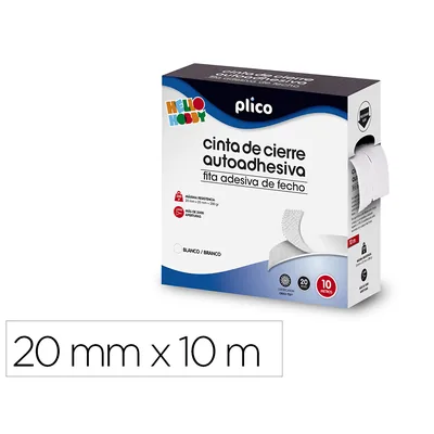 PLICO Cinta de Cierre Adhesiva Plico Velcro Blanco 20MM X 10M