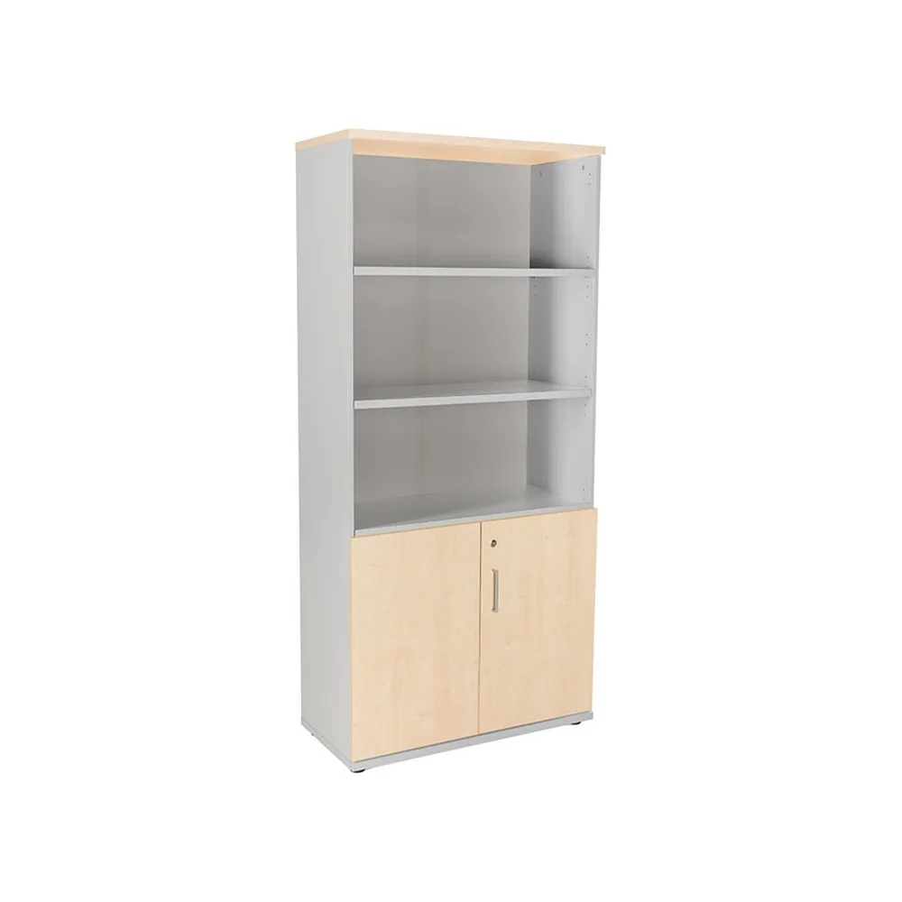 Armario Rocada con Cuatro Estante y Dos Puertas Inferiores Serie Store 195X90X45 CM Acabado Gris/haya