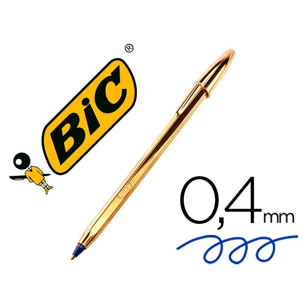 Boligrafo Bic Cristal Celebration Oro Tinta Azul
