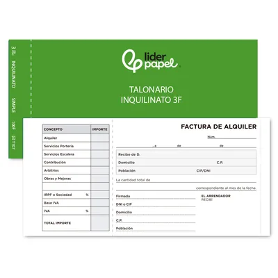 LIDERPAPEL Talonario Liderpapel Inquilinato Tres en Folio 107 con Condiciones