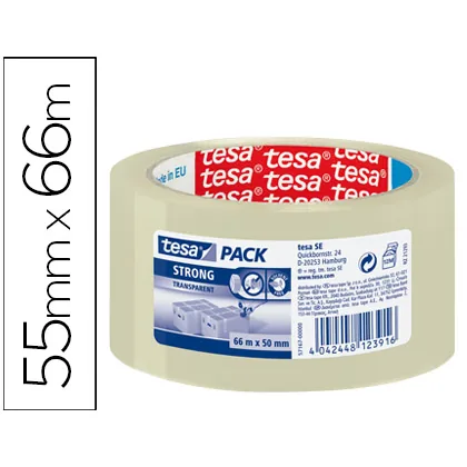 Cinta Adhesiva Tesa Transparente Strong 66 M X 50 MM para Embalaje Bajo Ruido