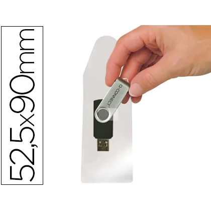 Funda Autoadhesiva Q-Connect para Memorias Usb Capacidad para 10 Unidades 52,5X 90 MM