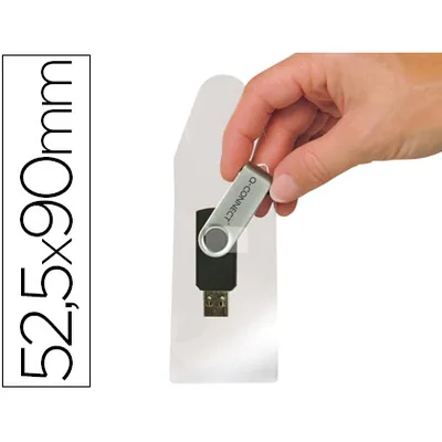 Q-CONNECT Funda Autoadhesiva Q-Connect para Memorias Usb Capacidad para 10 Unidades 52,5X 90 MM