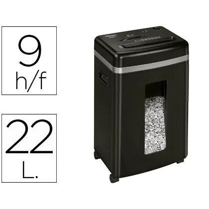 Destructora de Documentos Fellowes 450M Capacidad de Corte 9 Hojas Destruye Grapas Clips Tarjetas y CD 22 Litros