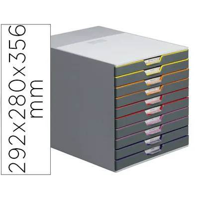 DURABLE Fichero Cajones de Sobremesa Durable Varicolor Apilables 10 Cajones Plastico 292X280X356 MM