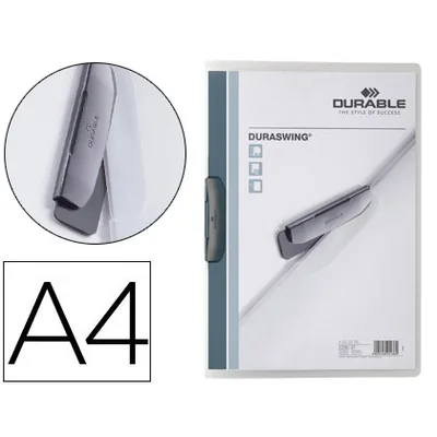 DURABLE Carpeta Durable Duraswing Dossier Pinza Lateral Giratoria Polipropileno DIN A4 Grafito 30 Hojas