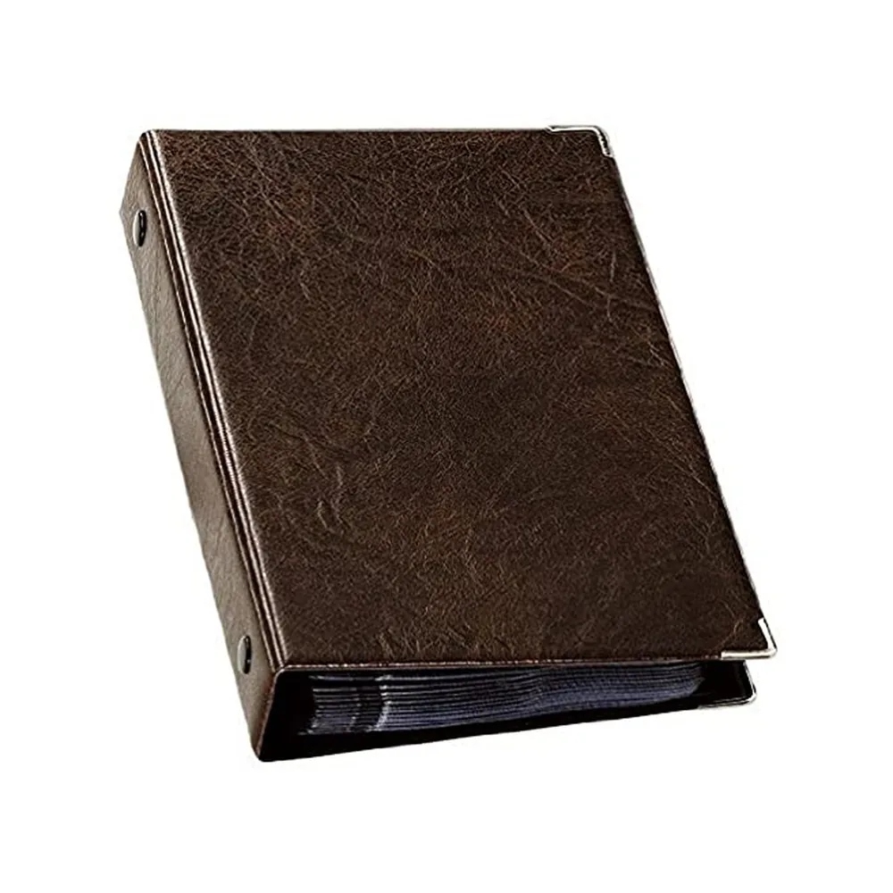 Tarjetero Durable Visifix 4 Anillas 25 Fundas con Indice Alfabetico para 200 Tarjetas Visitas 57X90 MM Color Marron