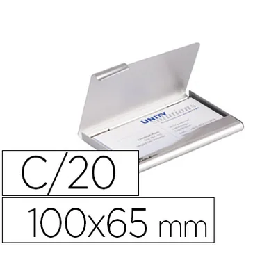 DURABLE Tarjetero Durable Aluminio Capacidad 20 Tarjetas de Visitas 55X90 MM Color Plata 100X65 MM