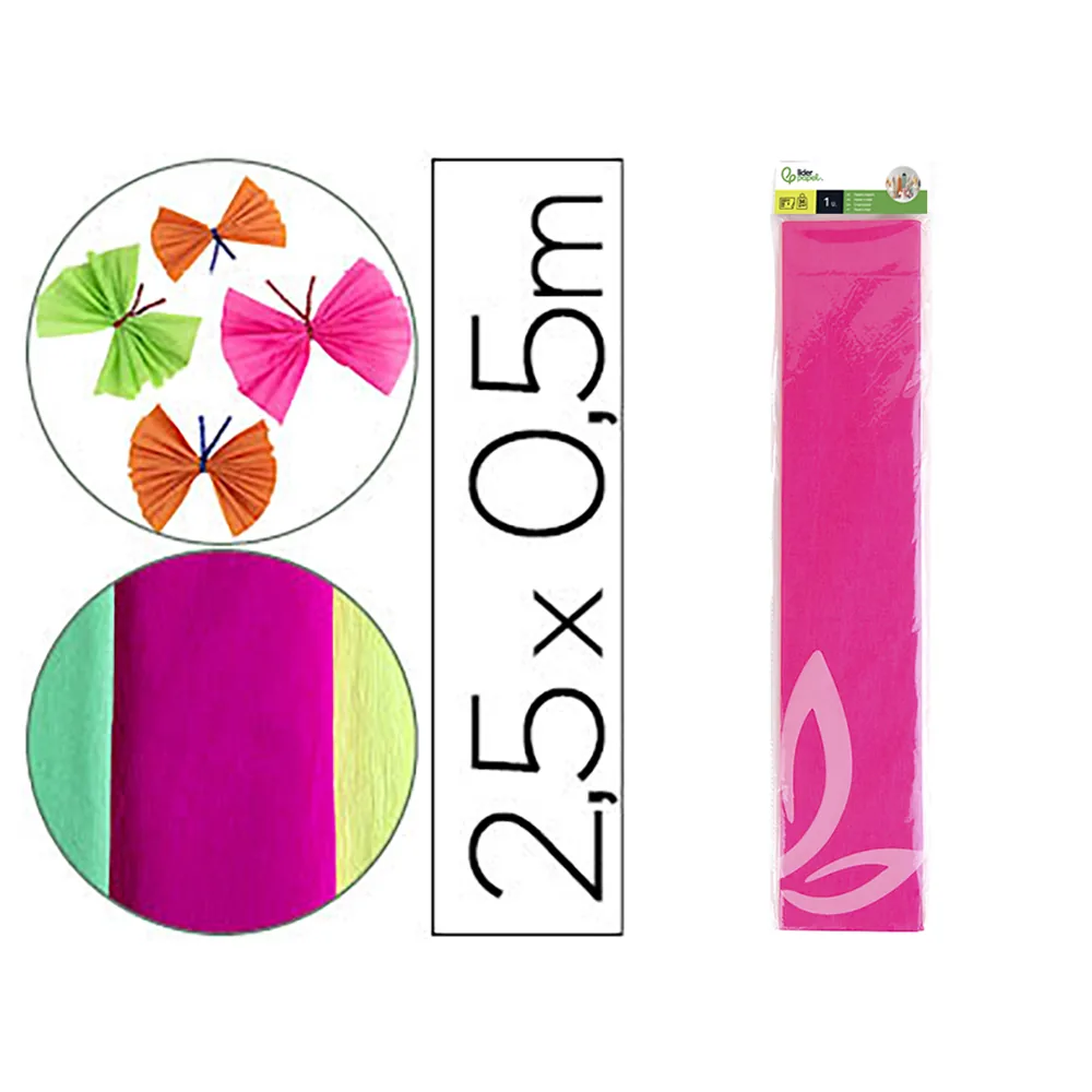 Papel Crespon Liderpapel 50 CM X 2,5 M 34G/M2 Rosa Fluorescente