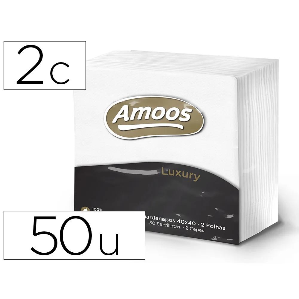 Servilleta Celulosa Amoos Luxury 40X40 CM 2 Capas Paquete de 50 Unidades