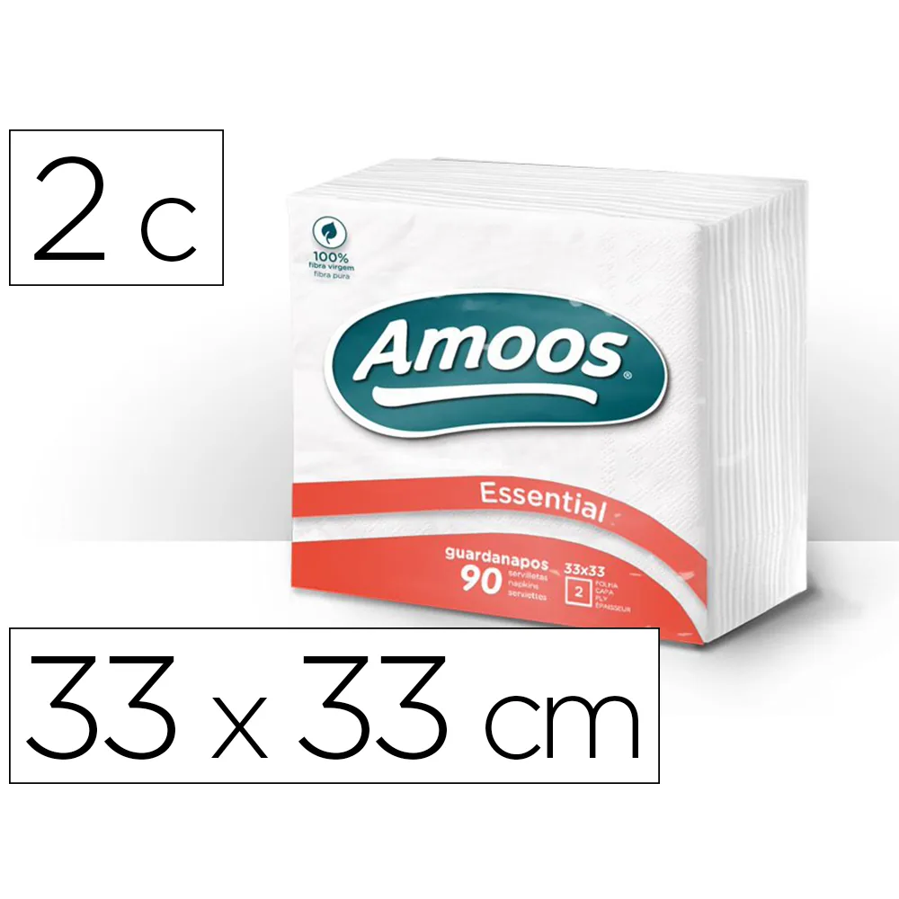 Servilleta Celulosa Amoos 33X33 CM 2 Capas Paquete de 90 Unidades