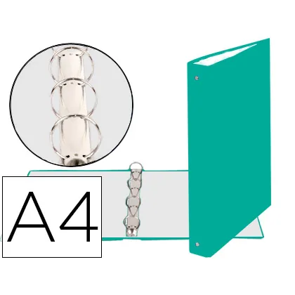 Carpeta de 4 Anillas 30MM Redondas Exacompta DIN A4 Carton Forrado Verde Oscuro