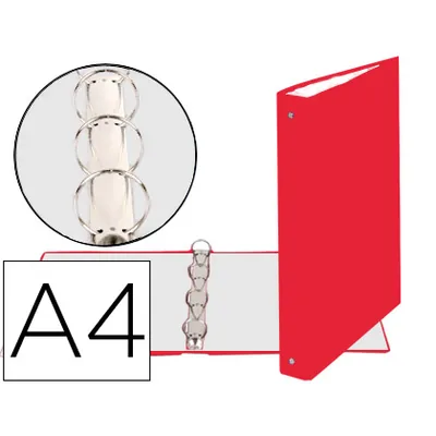 EXACOMPTA Carpeta de 4 Anillas 30MM Redondas Exacompta DIN A4 Carton Forrado Rojo